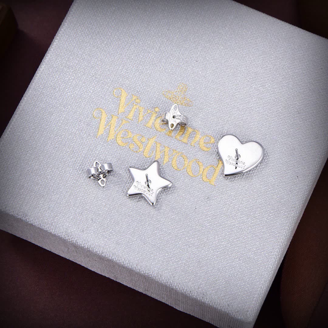 Vivienne Westwood Priscilla Asymmetric Design Logo Flower Earrings